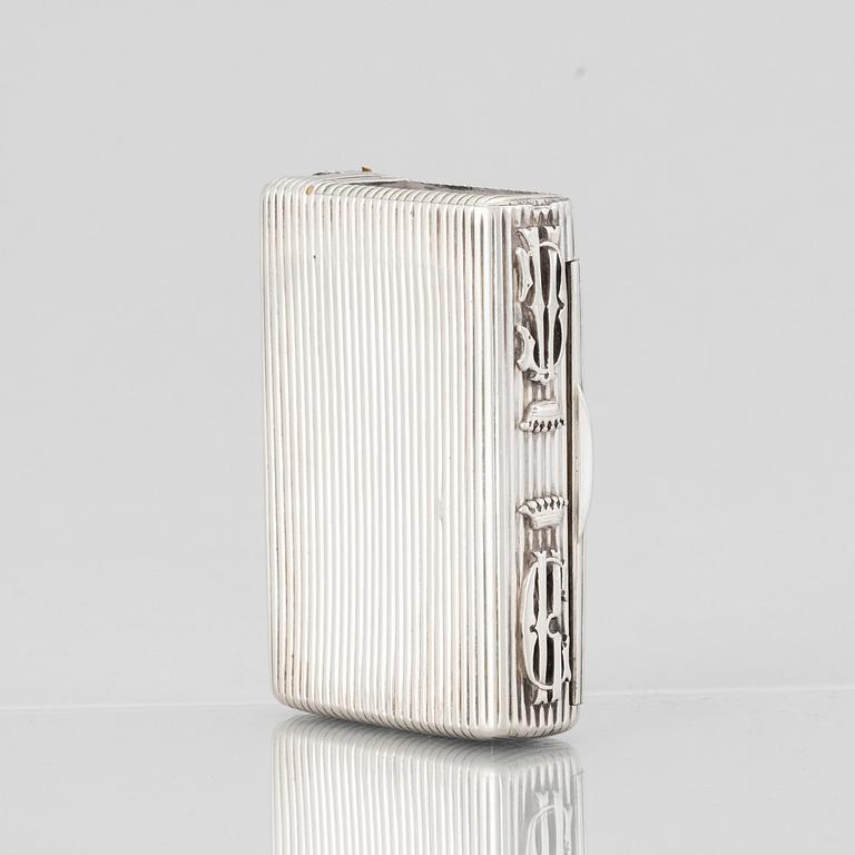 A Russian silver cigarette case, S:t Petersburg ap 1860, Swedish import marks.