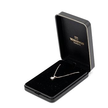 Pendant with chain in the shape of a star with a brilliant-cut diamond.