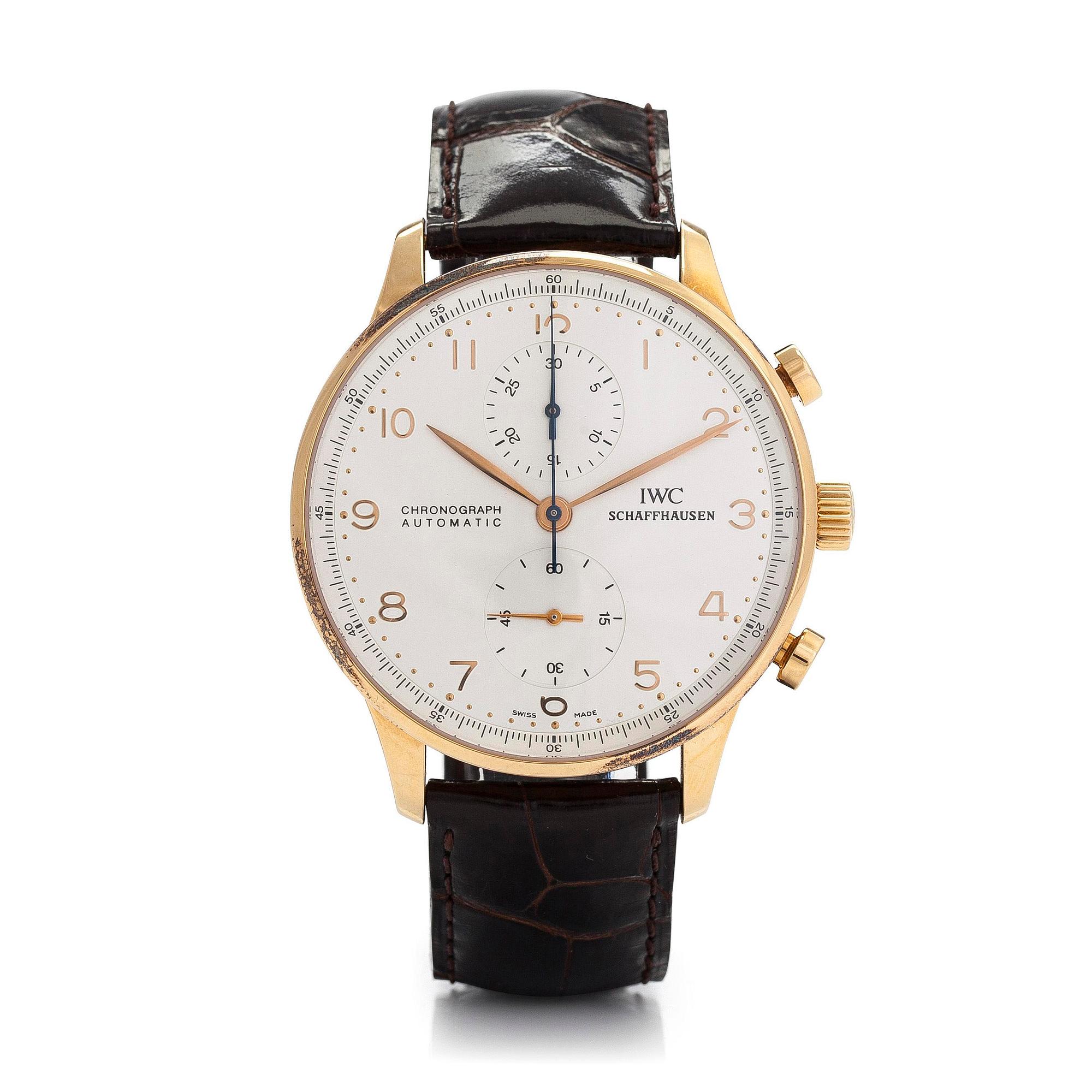 IWC, Schaffhausen, Portuguese, kronografi, rannekello, 41 mm.
