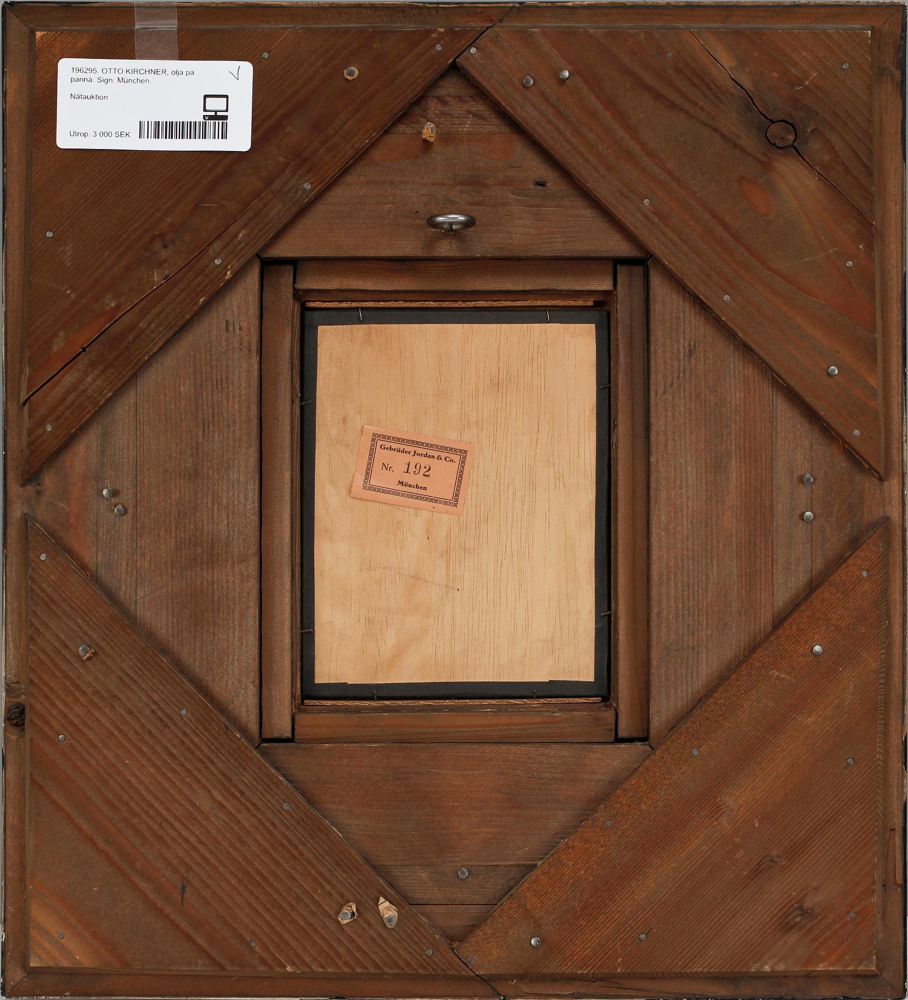 OTTO KIRCHNER, olja på pannå. Sign. München.