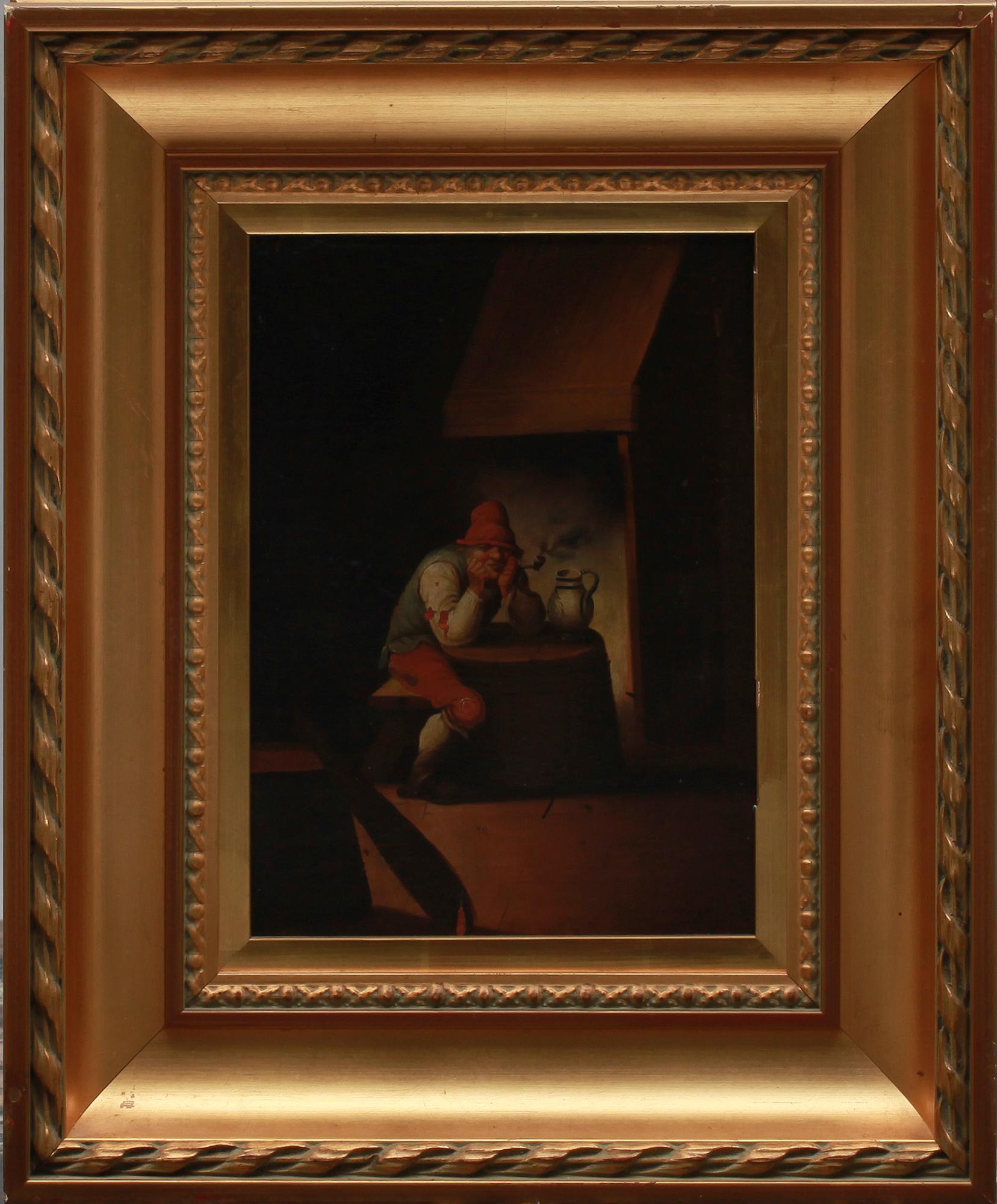 OKÄND KONSTNÄR, olja på pannå. 1800-tal, troligen Holland.