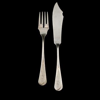 FISKBESTICK, 24 st, silver, Carl Fredrik Carlman, Stockholm, 1906/1907. Vikt 1130 g.