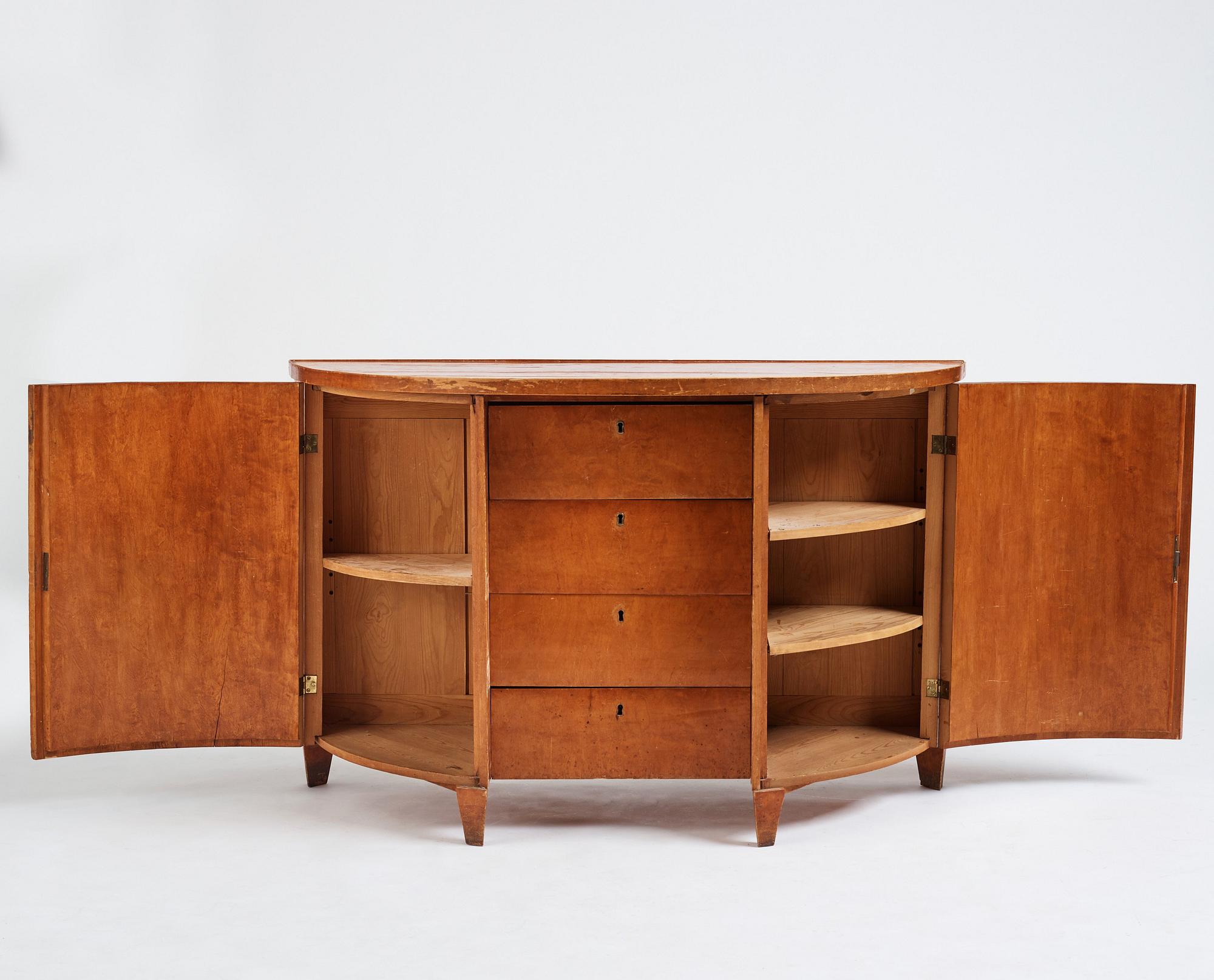Gunnar Asplund, a Swedish Grace birch sideboard, 1910- 1920's.