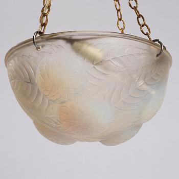 René Lalique, an opalescent "Dahlias" cast glass ceiling light, France 1920's-30's.