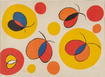 ALEXANDER CALDER, a color lithograph in colors from "La Mémoire Élémentaire", signed and numbered 21/100.