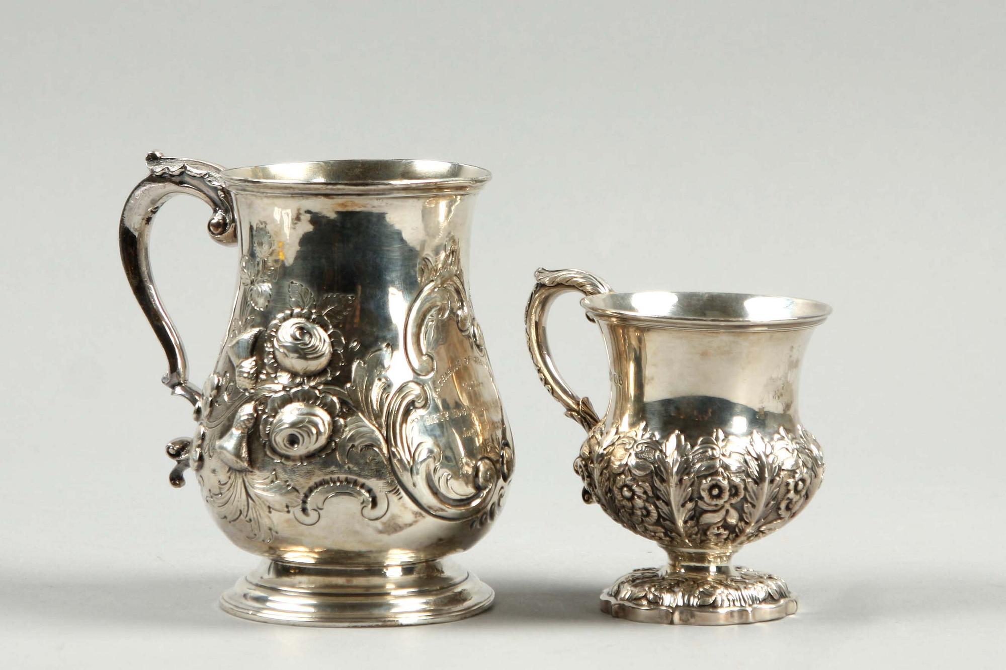 STOP, 2 st, silver, London 1860-61 resp 1828-29. Vikt ca 450 g.