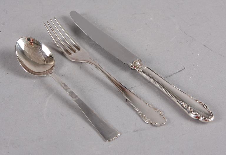 PARTI BESTICK, silver, 36 delar, modell Haga resp Diplomat, 1900-talets andra hälft. Tot vikt c:a 950 g.