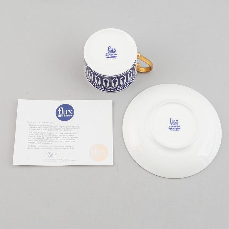 A 24 pcs bone china service from Flux Stoke on Trent, different motives and designers, designed in 2012. England.