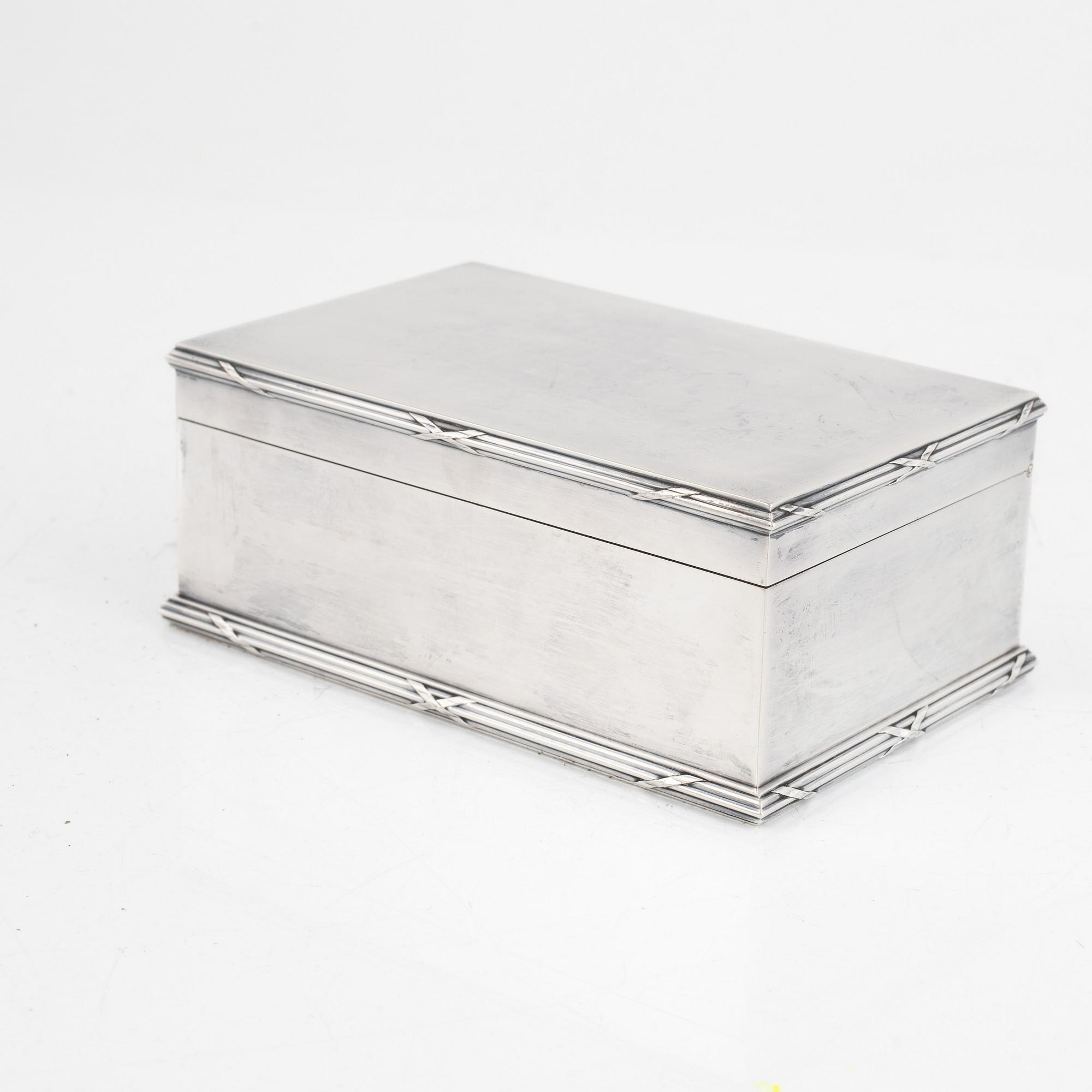A silver and parcel-gilt cigarr box, mark of Gustave Keller (firm active in Paris 1867-ca. 1940).