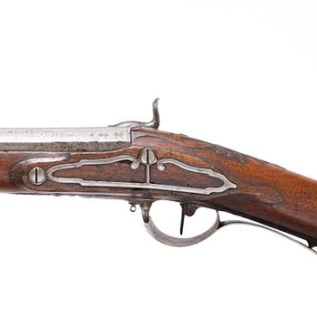 Percussion-lock rifle, converted from flintlock, signed Reichardt Stockholm (Johan R. 1730–1806, master in Stockholm 1767).