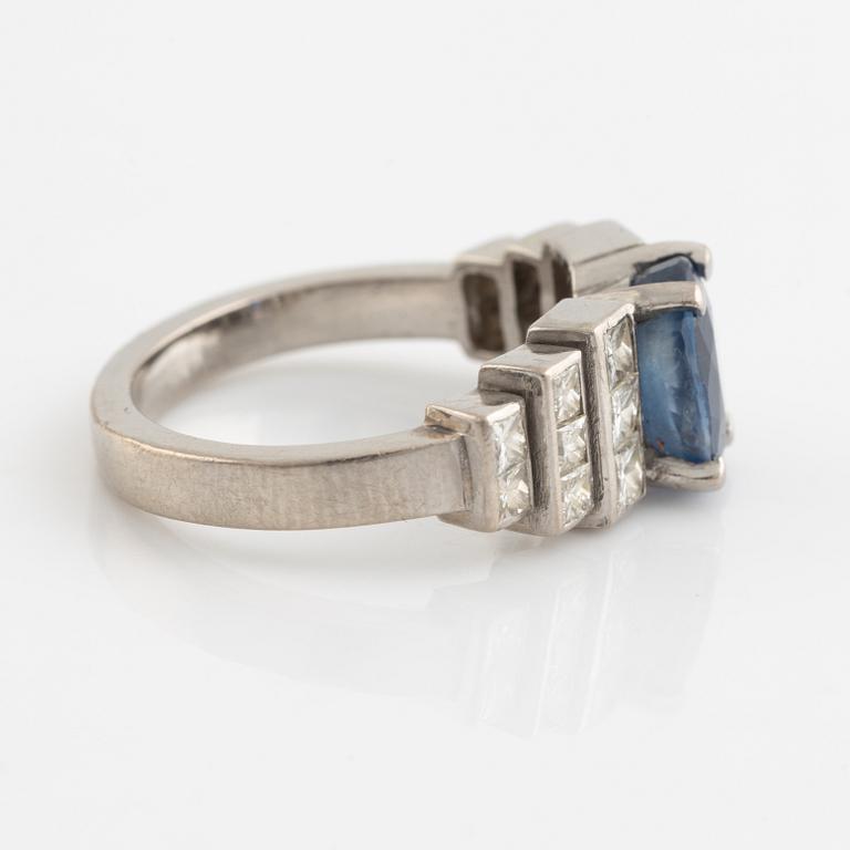 Sapphire and princess cut diamond ring.