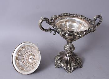 SOCKERSKÅL, nysilver, 1800/1900-tal.