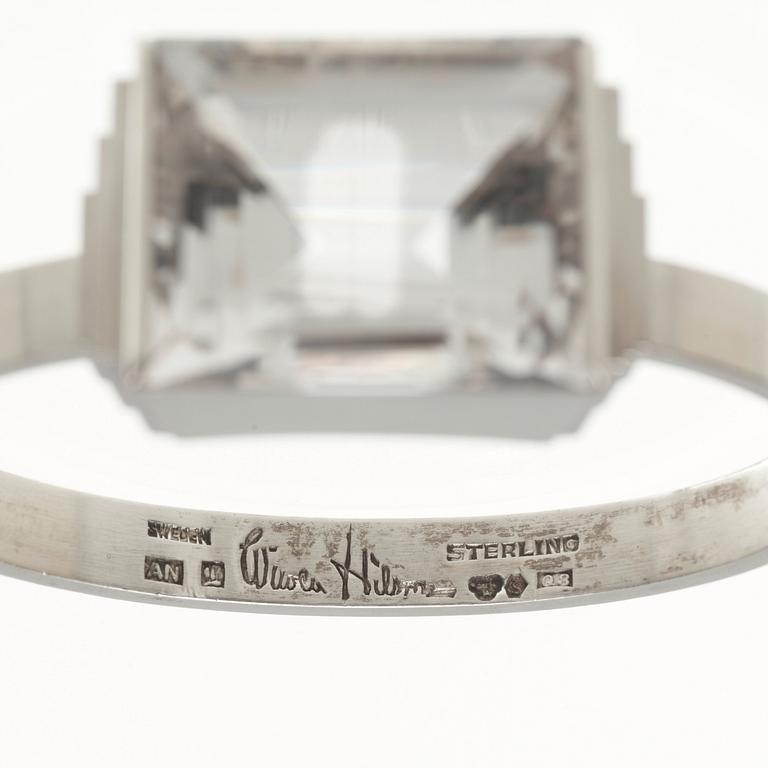 A Wiwen Nilsson sterling and rock crystal bangle, Lund 1942.