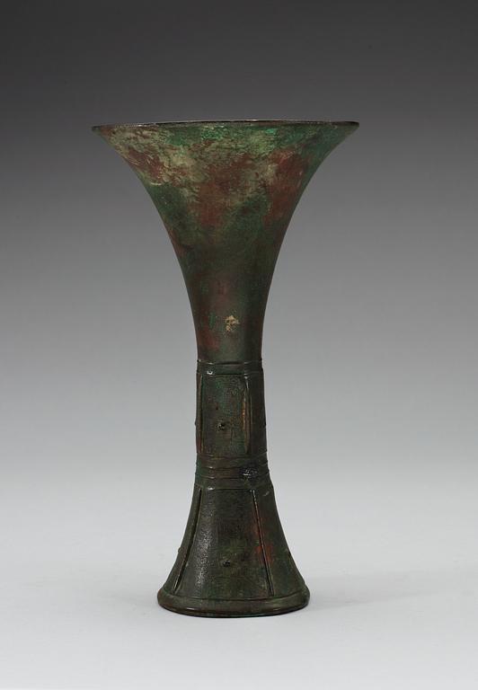 A archaistic bronze vase, with taotie pattern to base, presumably Ming dynasty.