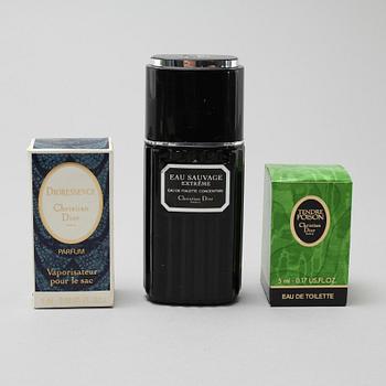 CHRISTIAN DIOR, 12 so called factices and one perfume sample.