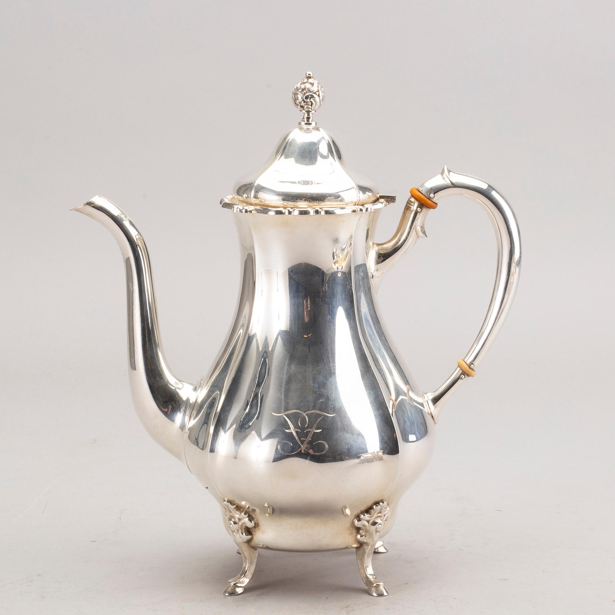 KAFFESERVIS, 3 delar, silver, K Andersson, 1936.