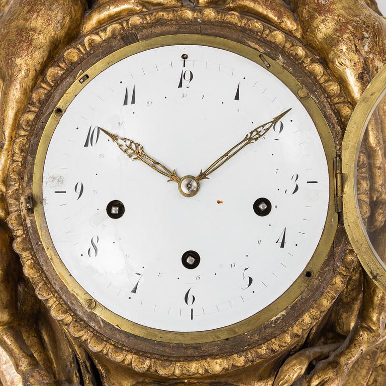 A Gustavian wall clock, 18th Century.