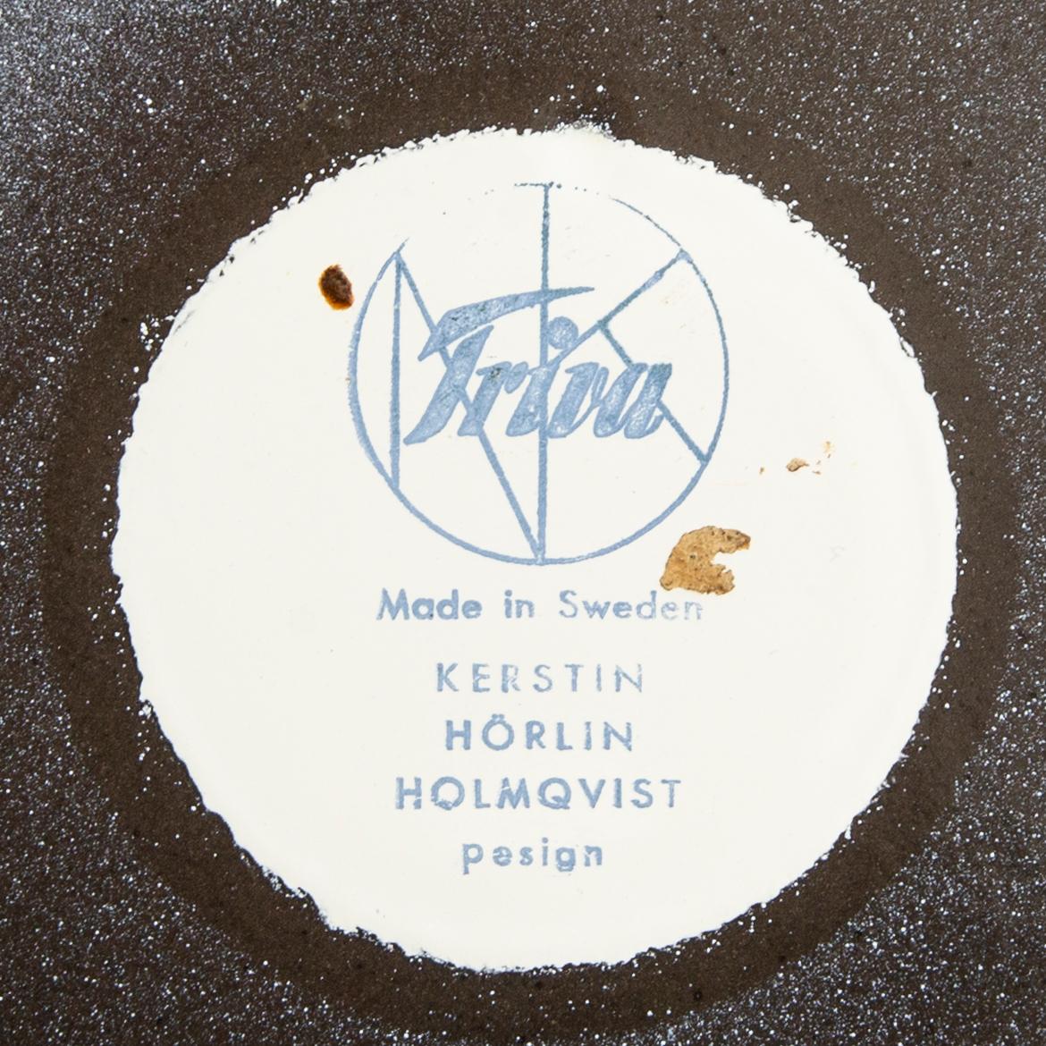 Kerstin Hörlin-Holmquist, Bord, NK "Triva", 50-tal, emaljerad skiva.