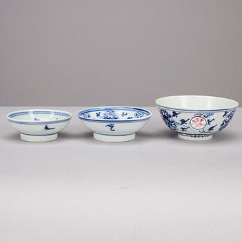 MINIATYRSKÅLAR, 3 st, Kina, GuangXu och XuanTong, (1875-1908).