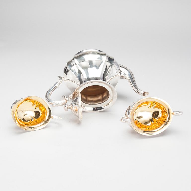 KAFFESERVIS, 3 delar, silver, Hopeakeskus Oy, Tavastehus 1967-68. Totalvikt ca 965 g.