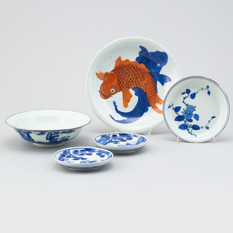 A group of five dishes, Qing dynasty and 20th Century.