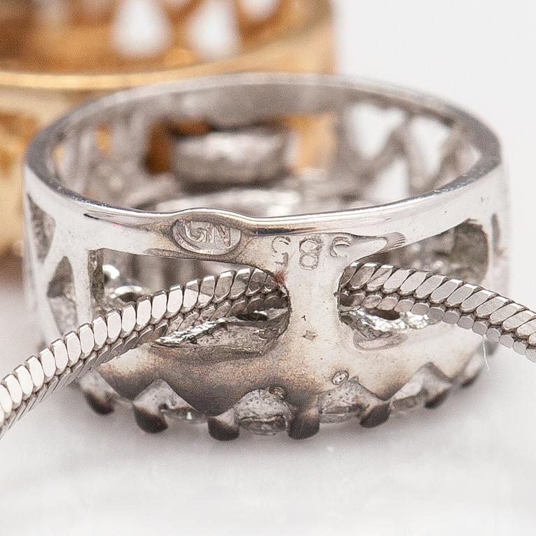 HALSBAND, 14K vit- och gultguld, diamanter ca 0.33 ct tot.