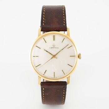 Certina, wristwatch, 18K gold, 34 mm.