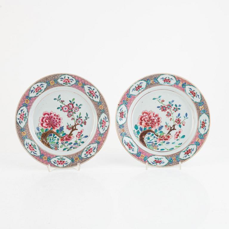 Four Famille Rose porcelain plates, China, Qianlong (1736-95).