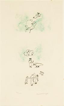 Madeleine Pyk, färglitografier, ett par, "Praktik stängd" och "Have a banana".