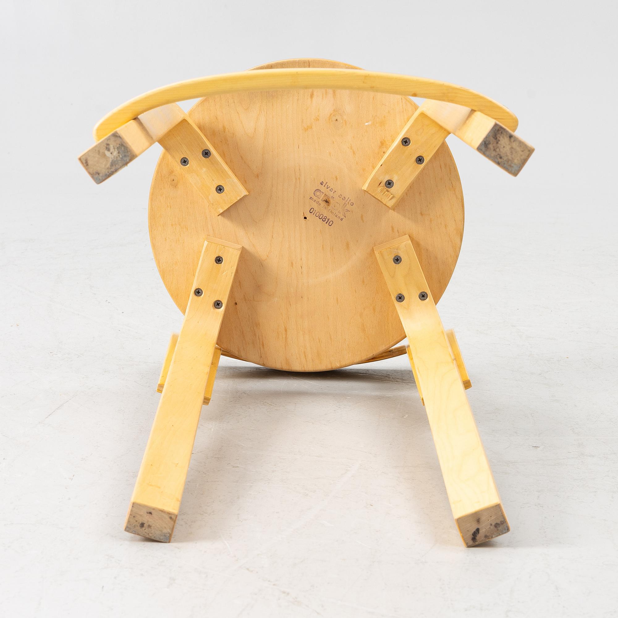Alvar Aalto, bar stool, K65, Artek, Finland, contemporary production.