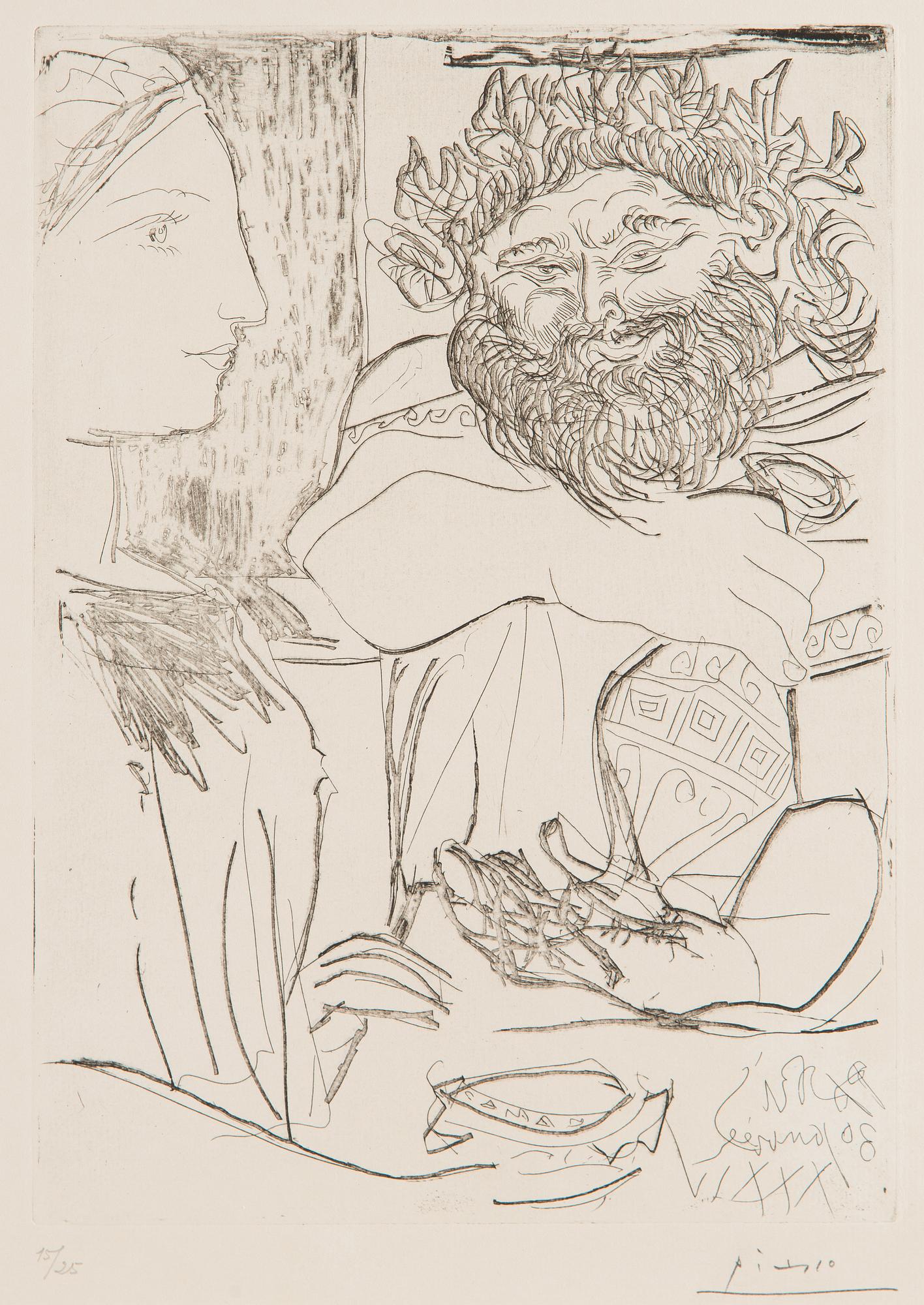 Pablo Picasso, "Bacchus et Femme de Profil".