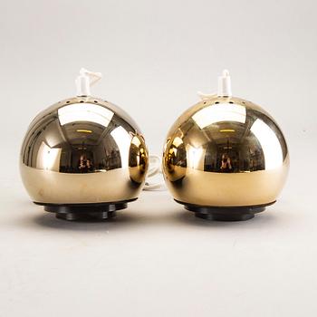 Vägglampor, ett par, abo Randers, "Guld-magnetlampe", Danmark, 1970-tal.