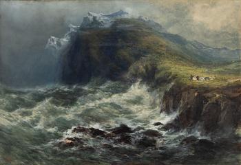 Edgar E. West, Rolling Sea by Elevated Landscape.