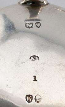 SALTKAR, 1 par, silver, möjligen William Evans, London 1882. Vikt ca 119 gram.