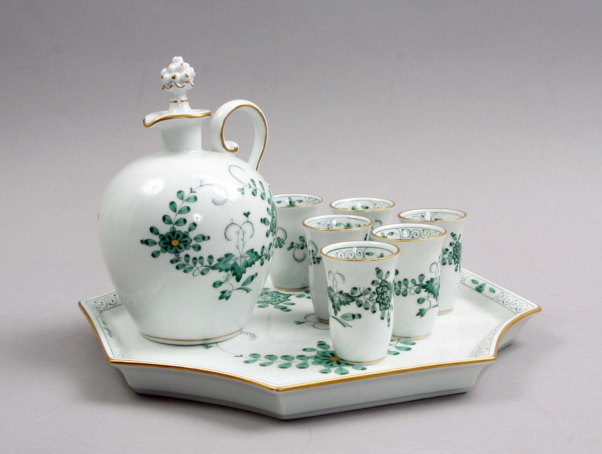KANNA, BRICKA och KOPPAR, 6 st, porslin, Meissen.