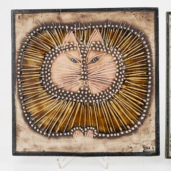 Lisa Larson, three stoneware wall reliefs, Gustavsberg, Sweden.