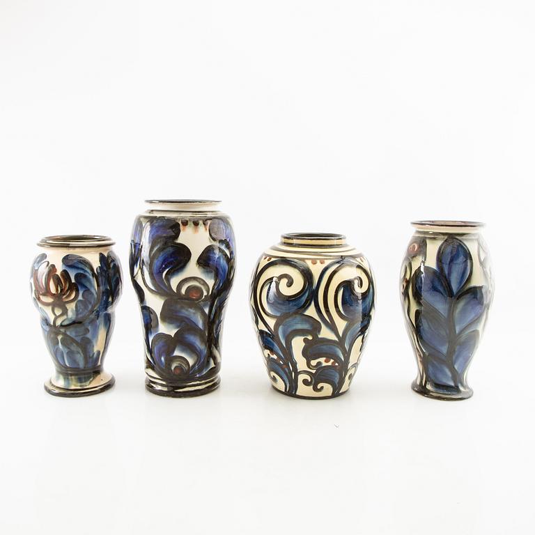 Vaser 4 st Annashaab lervarefabrik Danmark 1910/20-tal glaserat lergods.