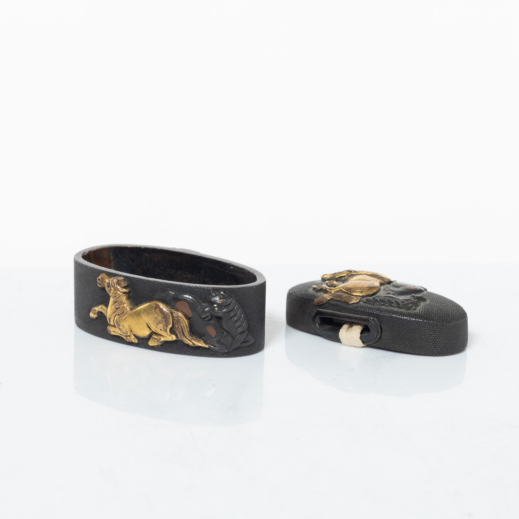 Fuchi and kashira, pair, Meiji, unsigned.