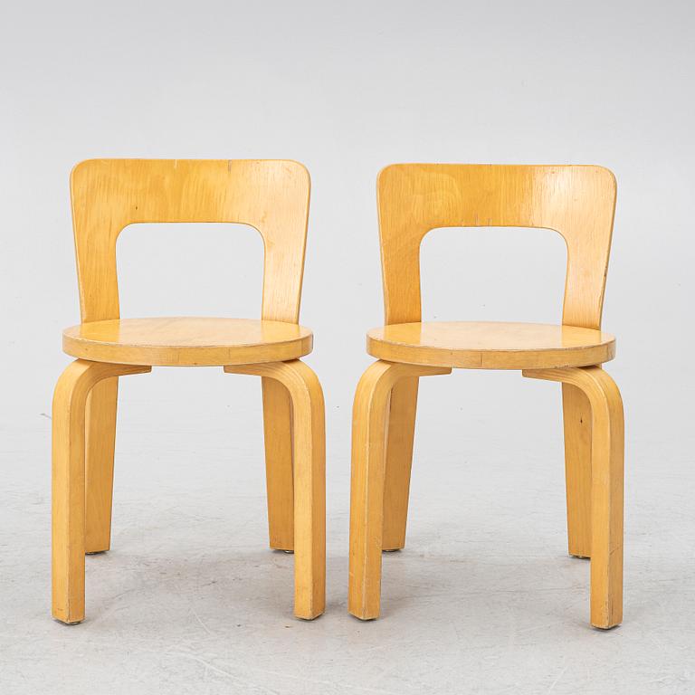 Alvar Aalto, two children's chairs, model N65, Artek, Finland.