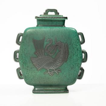 Wilhelm Kåge, an 'Argenta' stoneware pot with cover, Gustavsberg, Sweden, 1947.