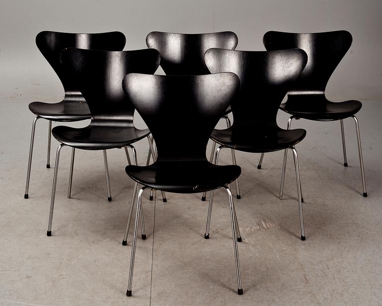 STOLAR, 6 st, "Sjuan", Arne Jacobsen, Fritz Hansen.