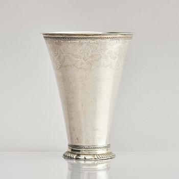 A Swedish 18th century parcel-gilt silver beaker, mark of Christoffer Wasserman, Lindesberg (1734-1770).