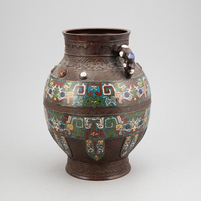 Urna, Japan, cloisonné, Mingstil, 18/1900-tal.