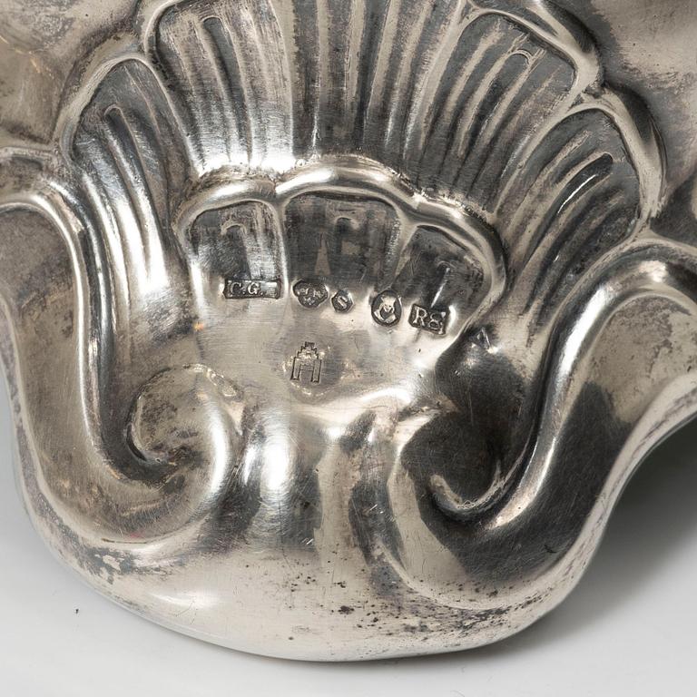 C.G. Hallberg, Candelsticks, a pair, silver, Baroque style, Stockholm 1943.