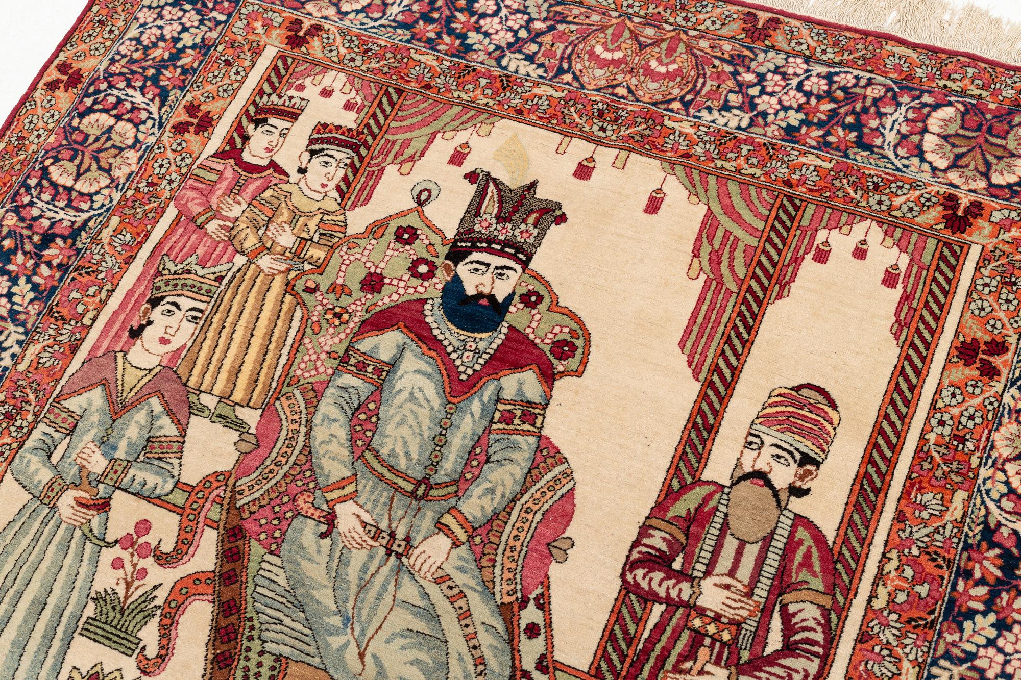 A pair of antique Kerman Raver rugs, c. 215-220 x 135-139 cm.