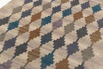 Judith Johansson, a carpet, "Regn", flat weave, ca 241 x 170 cm, signed JJ.