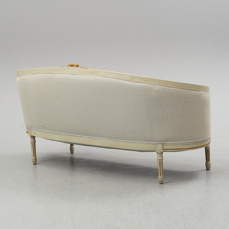 A sofa, four chairs and a table, gustavian style, early 20th century.