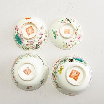 A group of eight (4+4) cups with covers, China, early 20th Century.