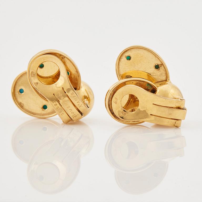 A pair of 1950/60's earrings in the shape of ladybirds set with cabochon cut turquoises, by Boucheron.