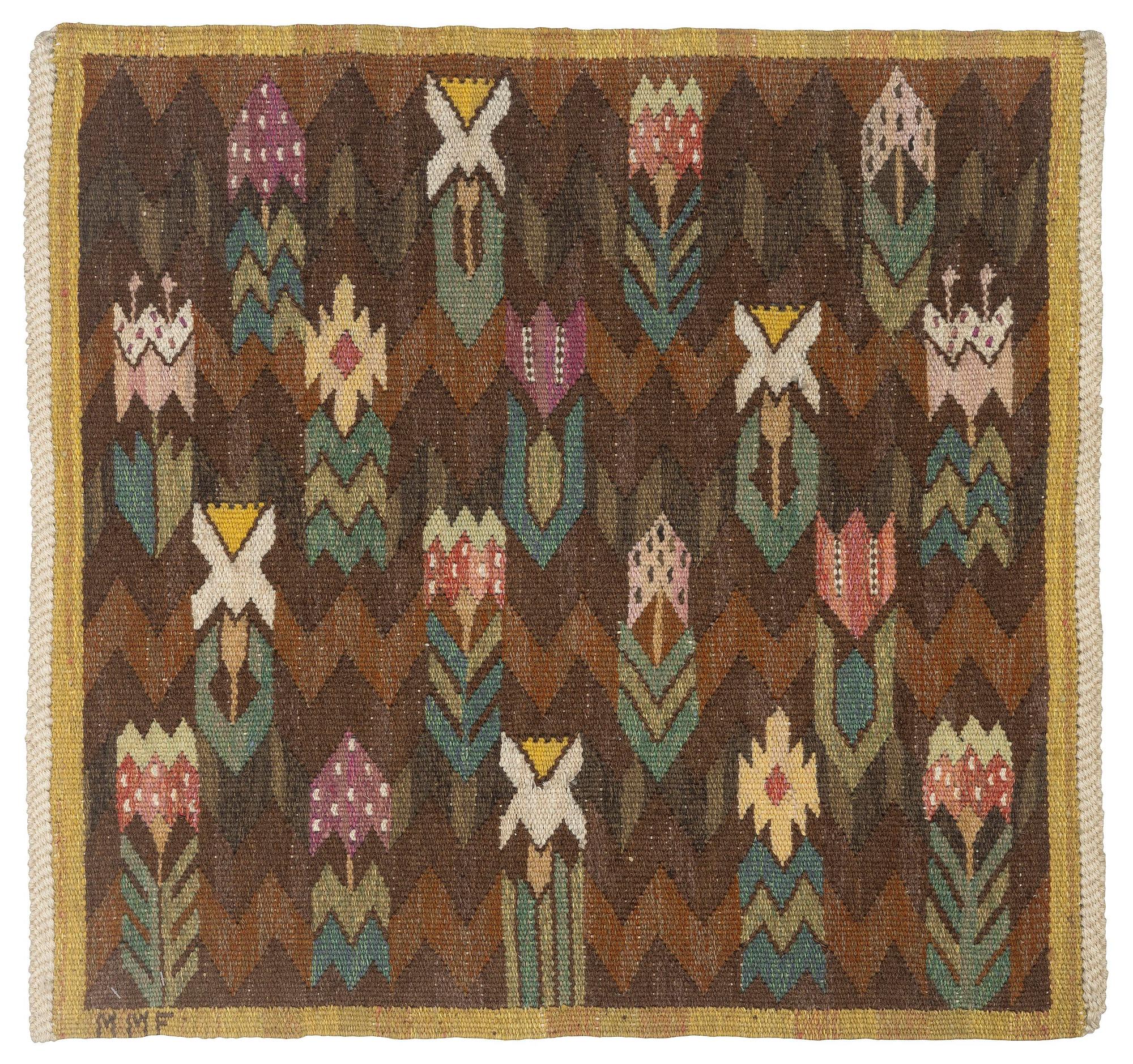 Märta Måås-Fjetterström, a textile, 'Täppan', tapestry weave, c. 66 x 68 cm, signed AB MMF.